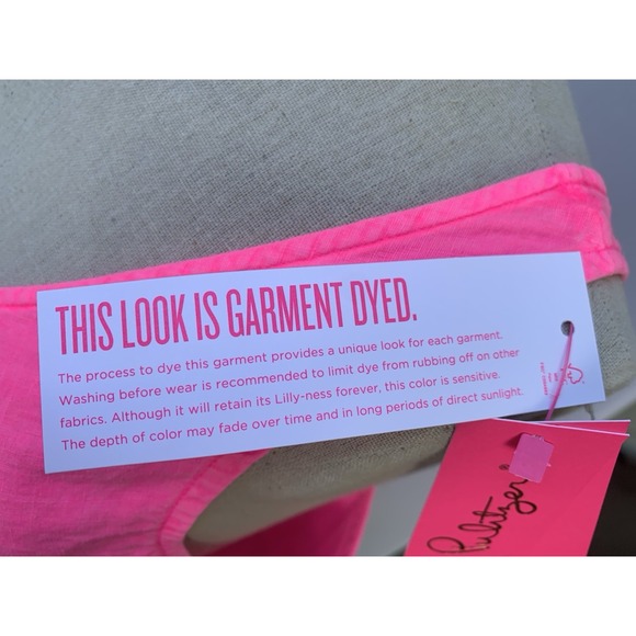 Lilly Pulitzer Dress Medium Pink Solid Florin Linen Maxi Sleeveless V Neck - Picture 12 of 12